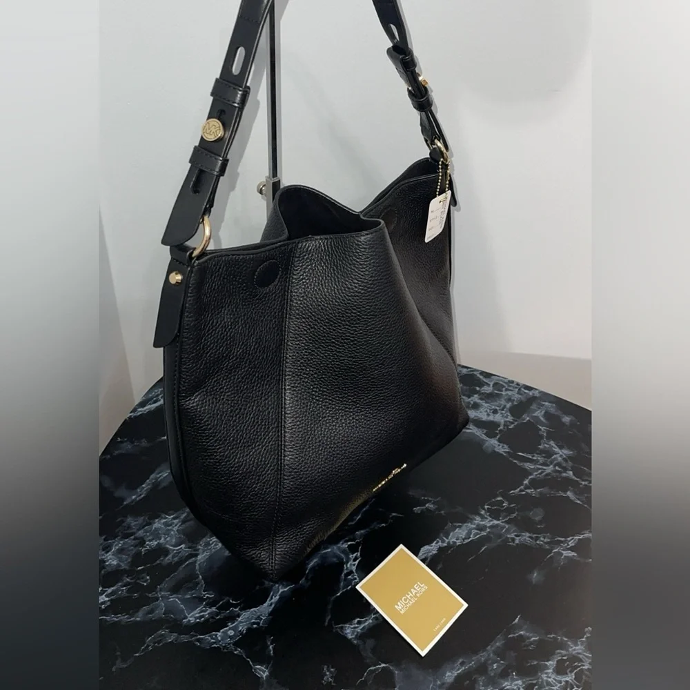 Women’s Handbag MICHAEL KORS Lucy Medium Hobo Shoulder Bag Black AUTHENTIC NEW